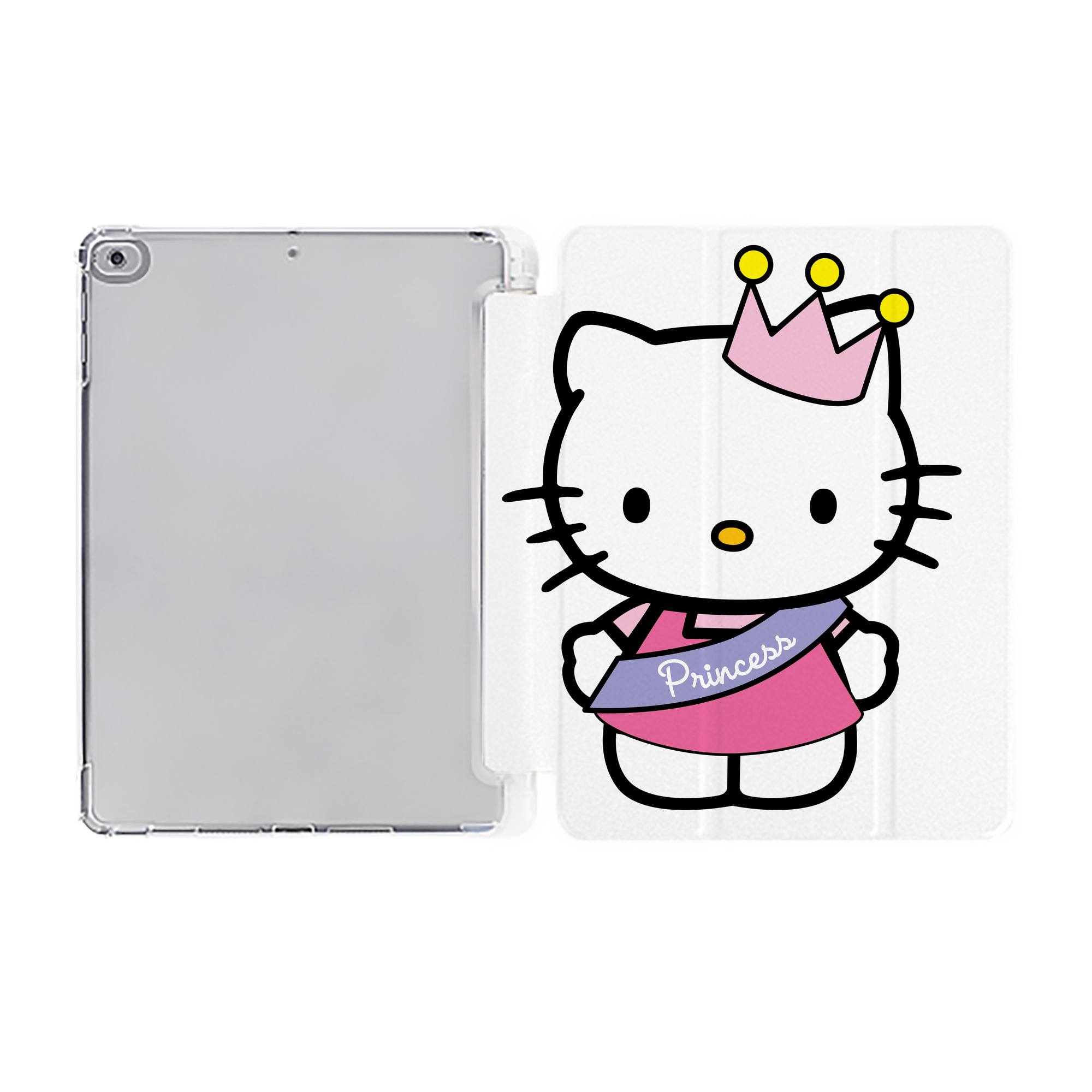 （画像用） Hello Kitty ハローキティ IPad ケース ペン収納付き 三つ折りスタンド PUレザー×シリコン 対応機種9.5/10.5/10.9インチ